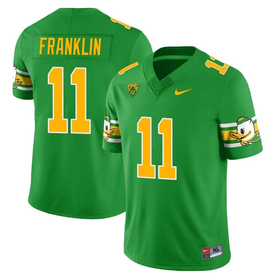 Troy Franklin 11 Oregon Ducks Jersey Green Men Yellow White Throwback Stitched