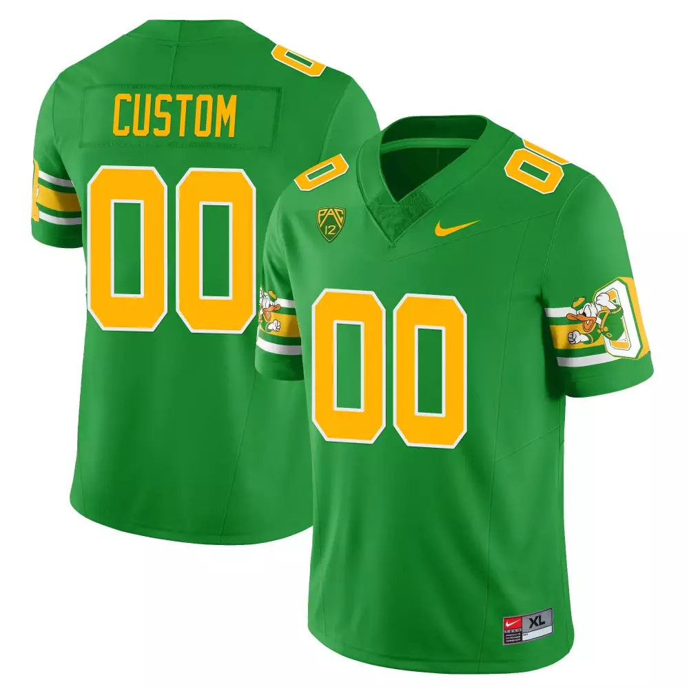 Custom Oregon Ducks Jersey Green Donald Duck Men Yellow White All Stitched Vapor