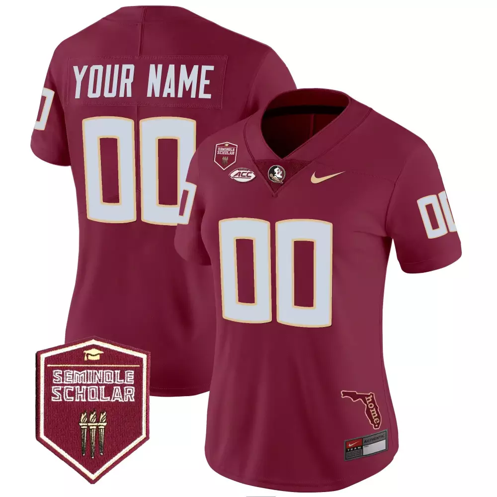 Custom Florida State Seminoles Jersey Maroon Seminole Scholar Men White Gold Vapor