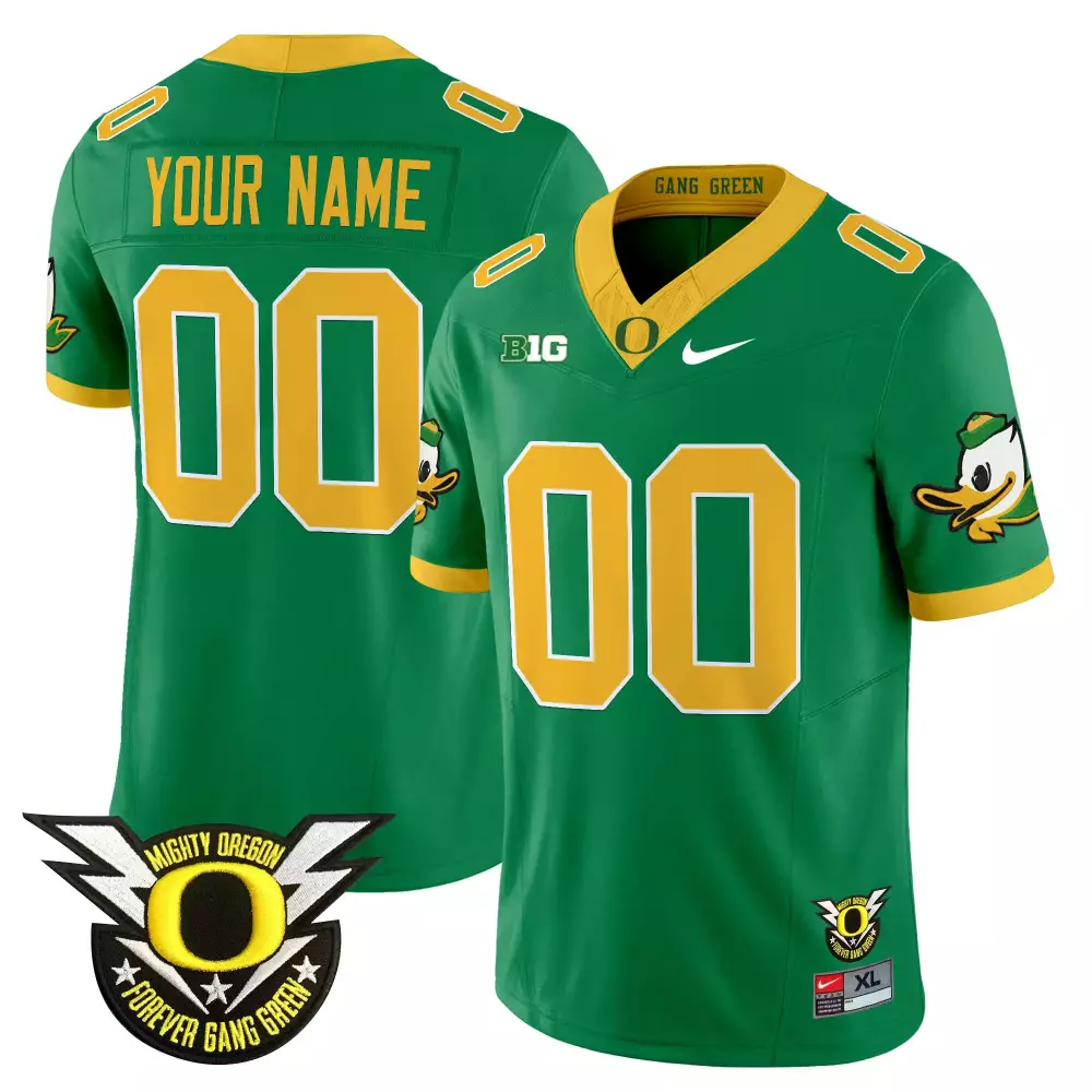 Custom Oregon Ducks Jersey Green Gang Men Yellow Vapor All Stitched