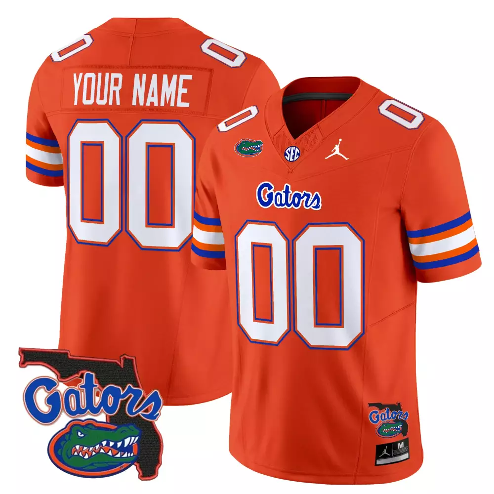 Custom Florida Gators Jersey Orange Men Blue White Vapor Limited Stitched Embroidered