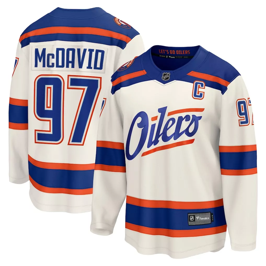 Connor Mcdavid 97 Edmonton Oilers Jersey White Men Replica Blue Orange Alternate