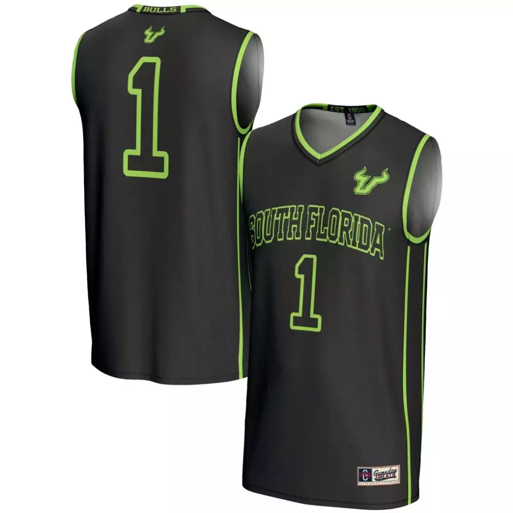 South Florida Bulls 1 Jersey Black Neon Green Gameday
