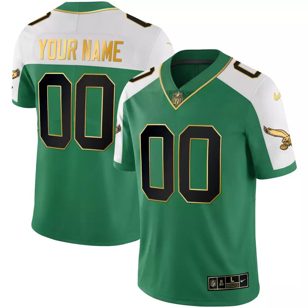 Custom Philadelphia Eagles Jersey Green Men White Black Gold All Stitched Vapor