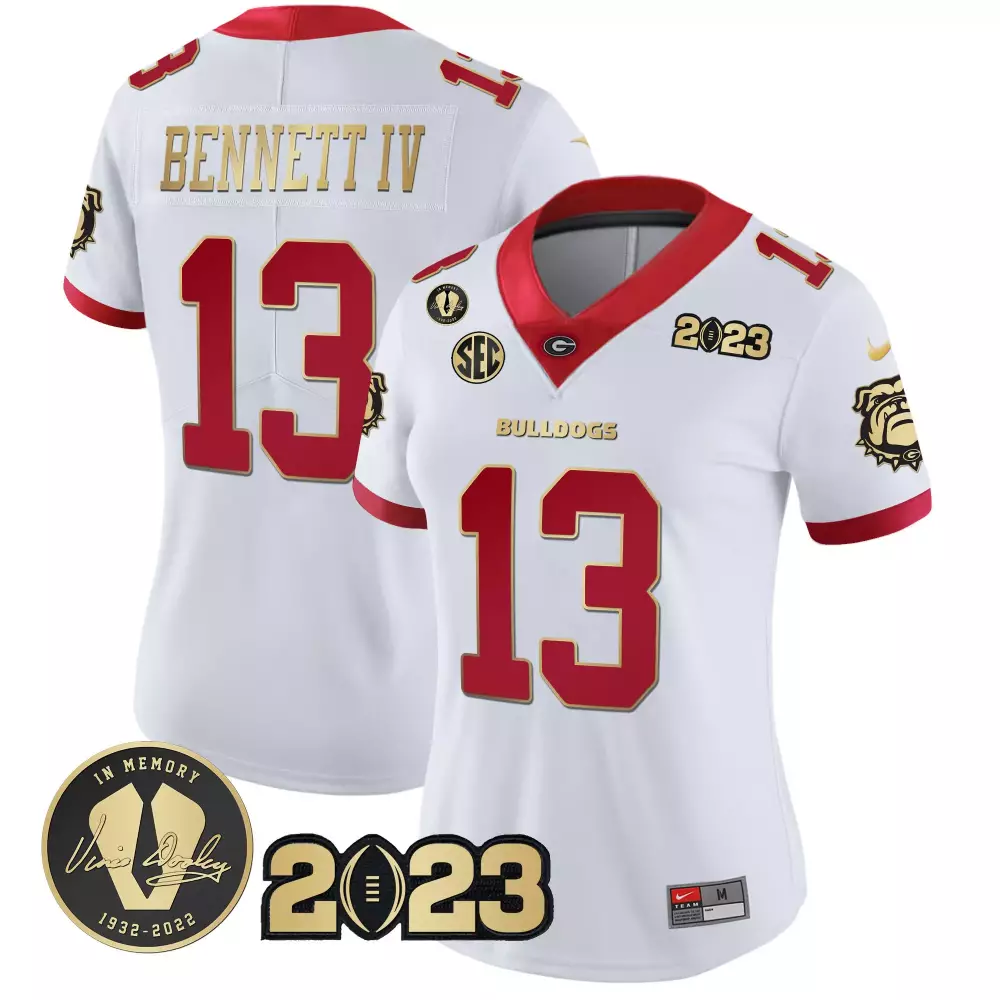 Bennett Iv 13 Georgia Bulldogs Jersey White In Memory Of Vince Dooley 1932-2022 2023
