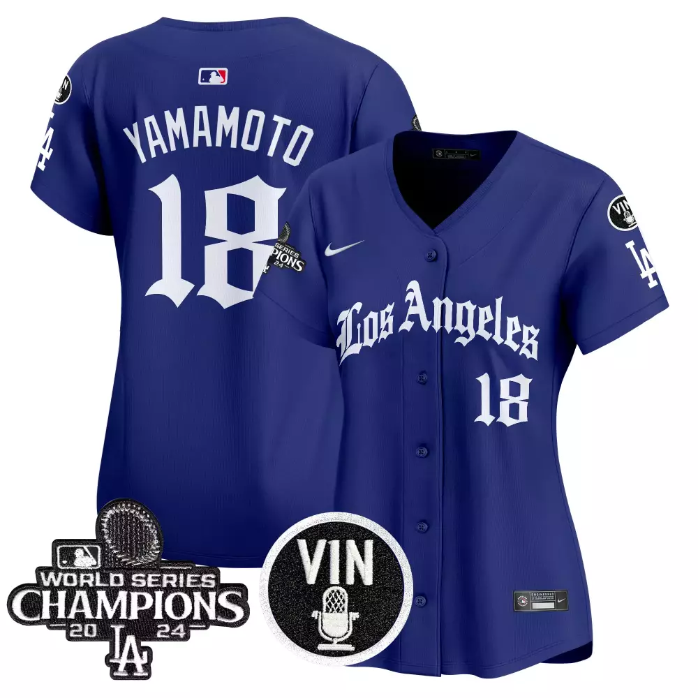 Yamamoto LA 18 Jersey Royal Blue World Series Champions Los Angeles Dodgers Vin 2024