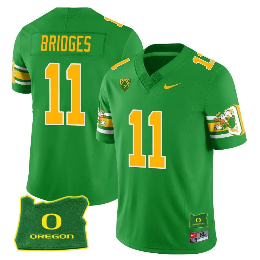 Bridges 11 Oregon Ducks Jersey Green Men Yellow White Stitched