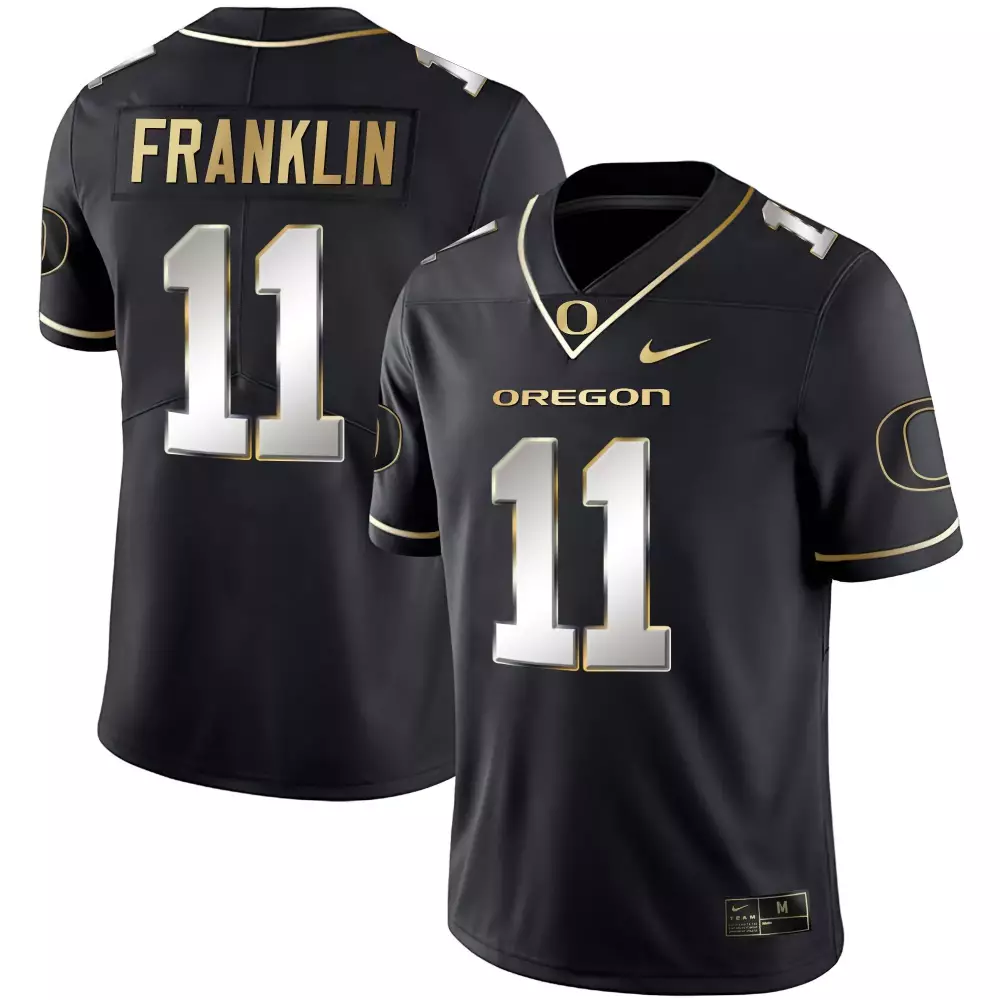 Troy Franklin 11 Oregon Jersey Black Men Gold Silver Limited Vapor All Stitched