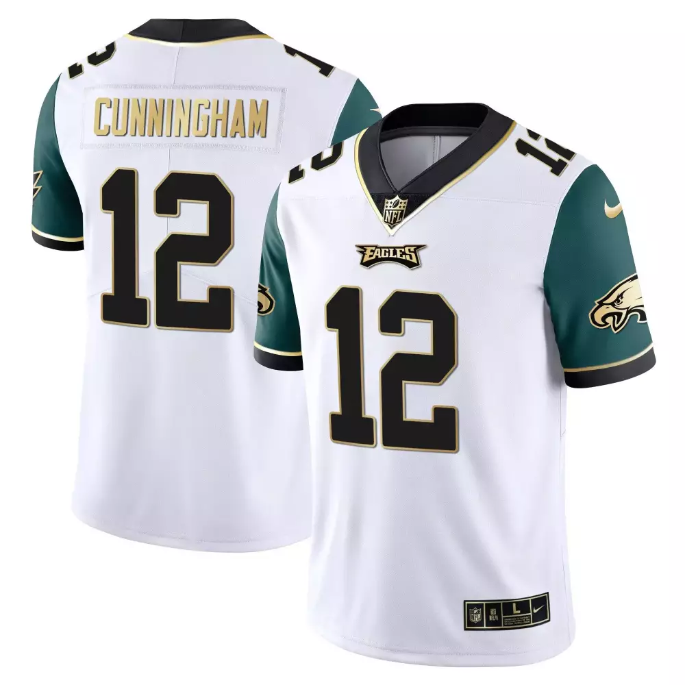 Randall Cunningham 12 Eagles Jersey White Men Green Black Gold Vapor All Stitched