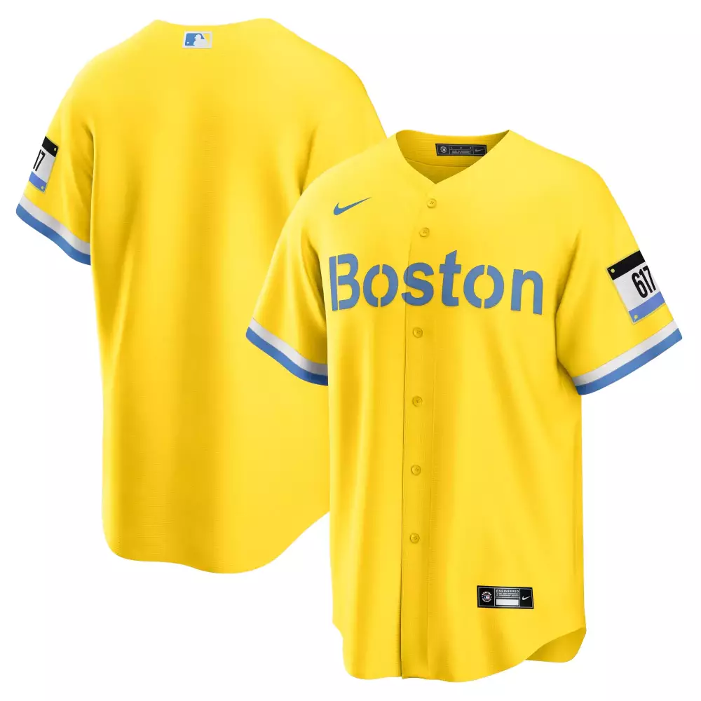 Custom Boston Red Sox Jersey Yellow MLB Blue White All Stitched Vapor