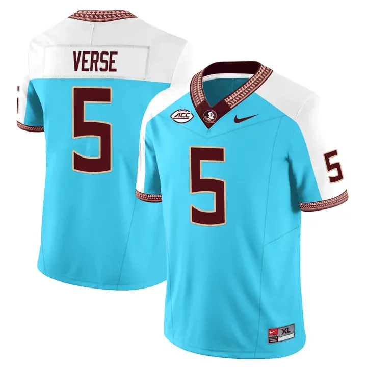 Jared Verse 5 Jersey Light Blue Florida State Seminoles Men Alternate Maroon White