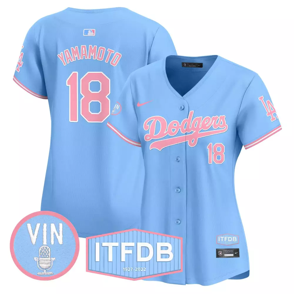 Bryant Vin 18 Dodgers Jersey Light Blue Itfdb 1927-2022 Women Pink Vapor Premier