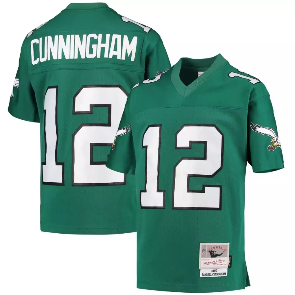 Randall Cunningham 12 Jersey Green 1990 Philadelphia Eagles Mitchell Ness Throwbacks