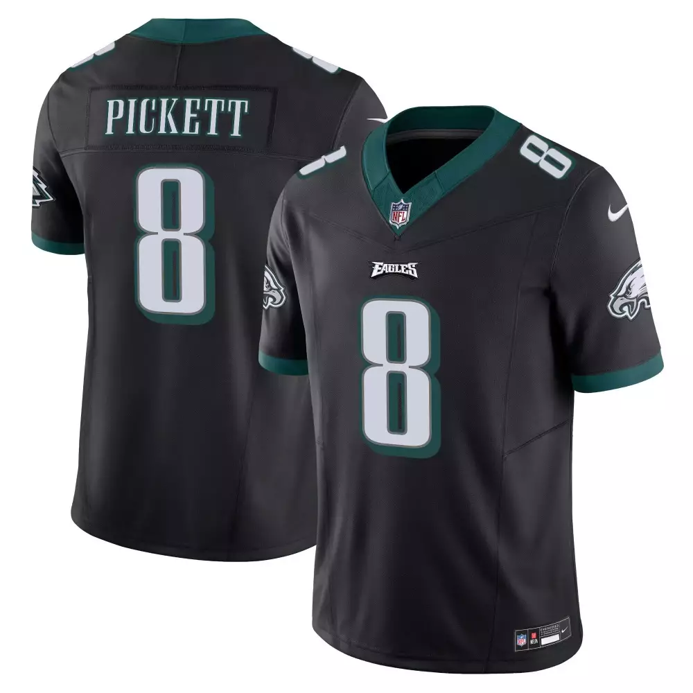 Kenny Pickett 8 Eagles Jersey Black Men NFL Green White Vapor Limited v2 All Stitched