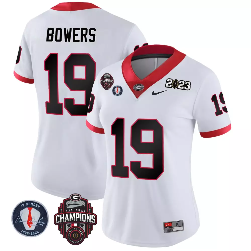 Brock Bowers 19 Georgia Bulldogs Jersey White National Champions 2021-2022 2023 Women