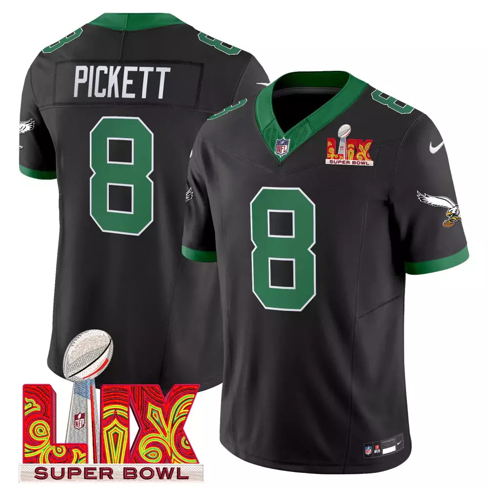Kenny Pickett 8 Jersey Black Philadelphia Eagles Super Bowl Lix Men Green Vapor Limited