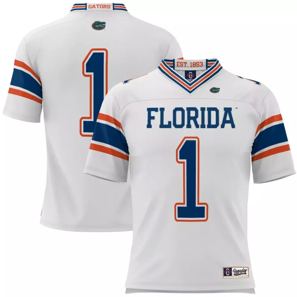 Florida Gators 1 Jersey White Men Orange Blue Gameday