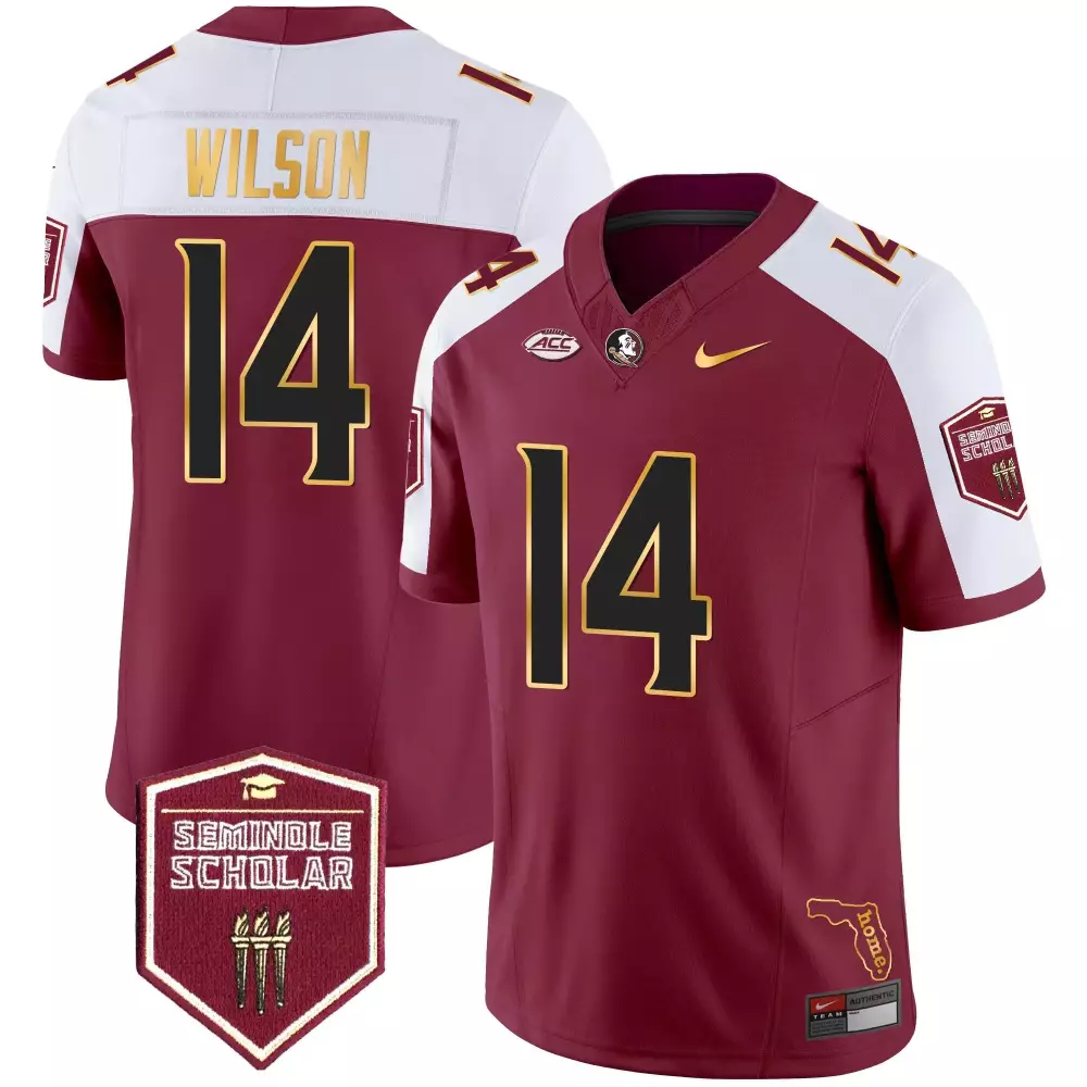 Johnny Wilson 14 Jersey Maroon Florida State Seminoles Seminole Scholar Men White