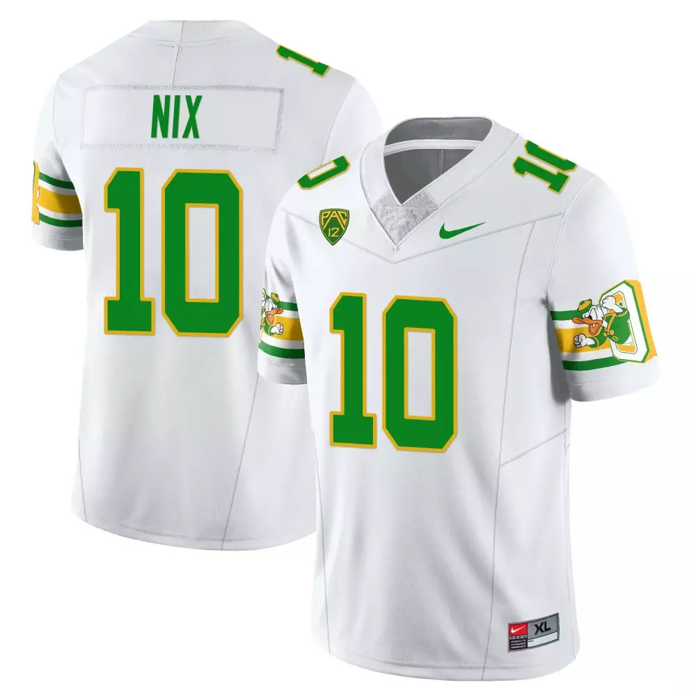 Gavin Nix 10 Oregon Ducks Jersey White Men Green Yellow Stitched Vapor Limited