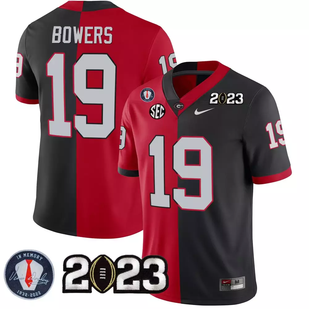 Brock Bowers 19 Georgia Bulldogs Jersey Red 2023 National Championship Memory Vivian Stringer 1932-2022