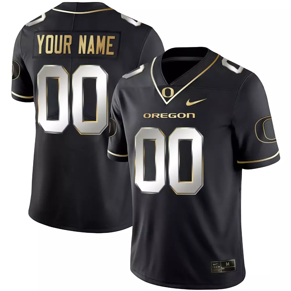 Custom Oregon Jersey Black Men Gold Silver Limited All Stitched