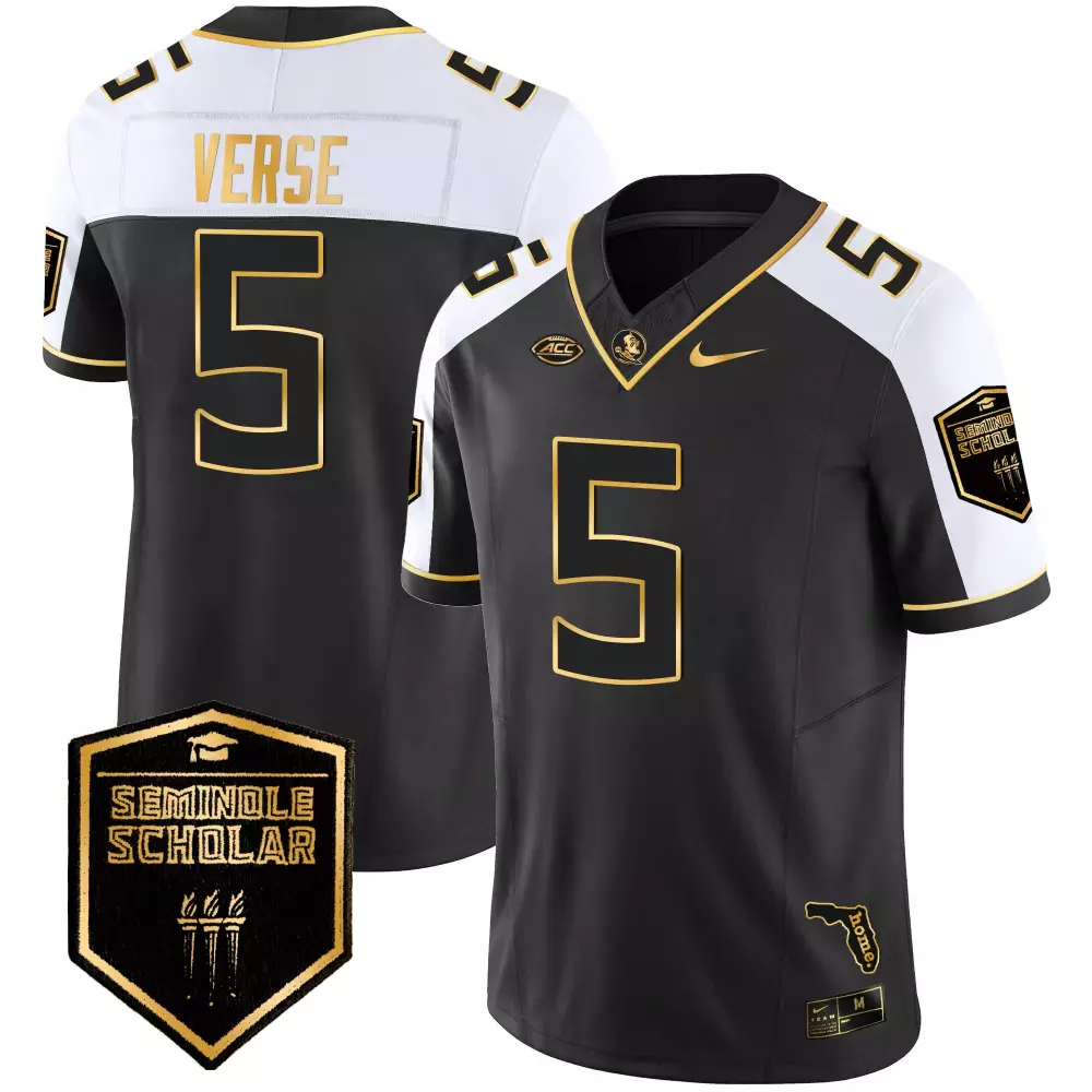 Jared Verse 5 Jersey Black Seminole Scholar Florida State Seminoles Men White Gold