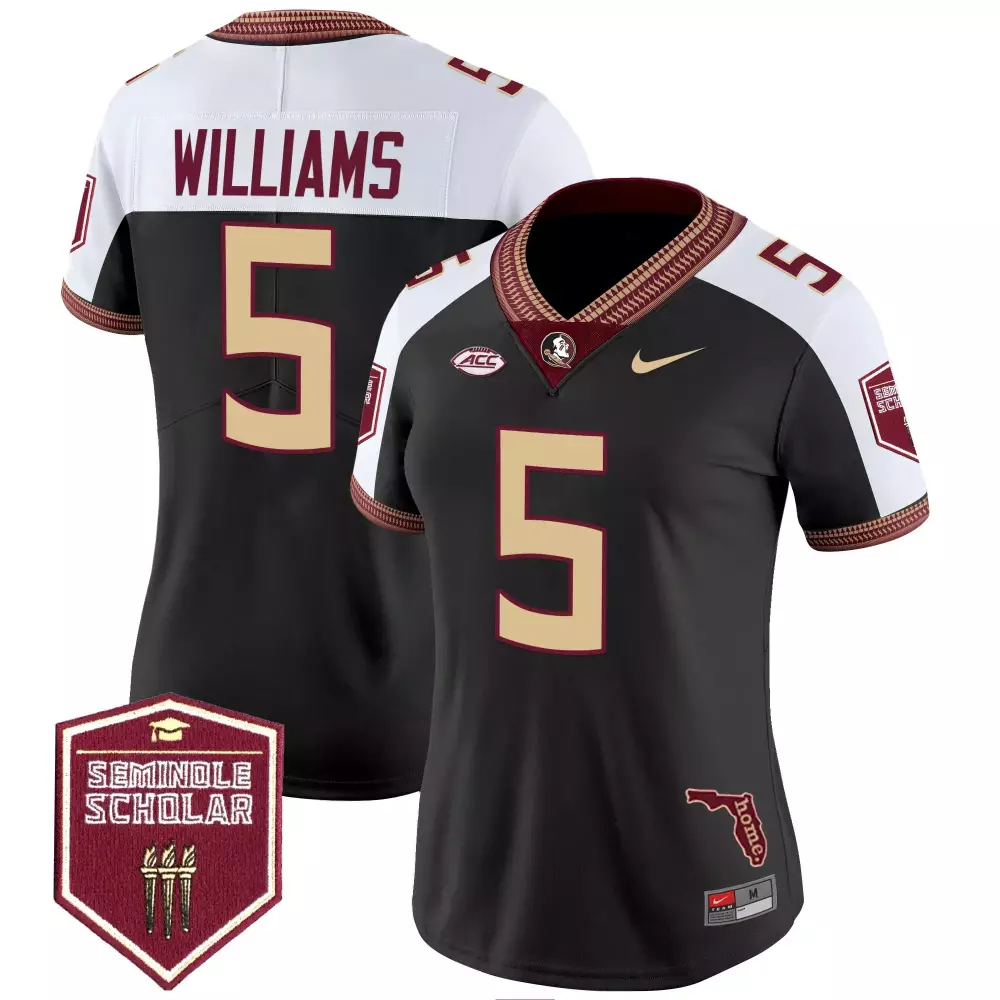 Williams Seminoles 5 Jersey Black Florida State Seminole Scholar Women Maroon Gold