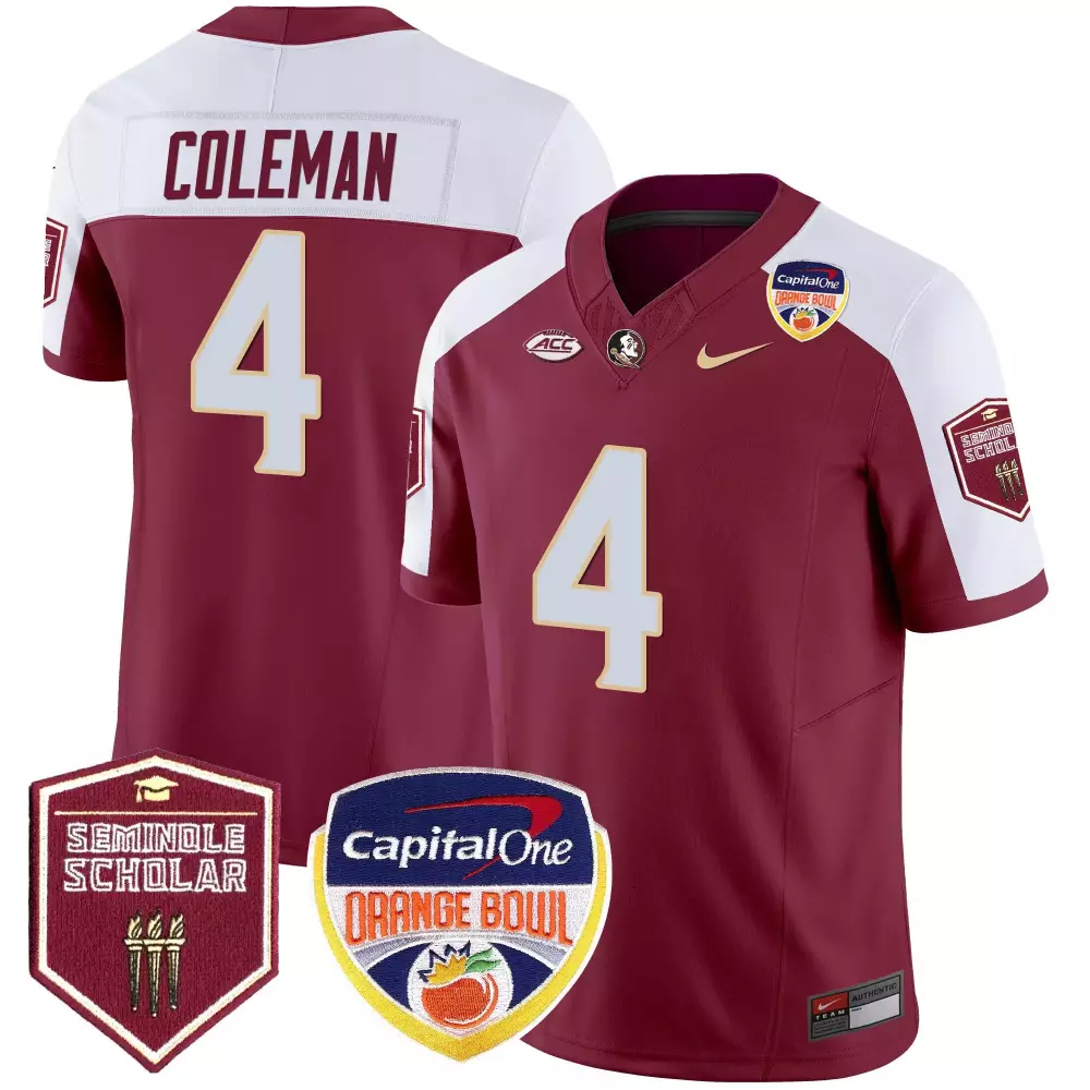 Keon Coleman 4 Jersey Maroon Orange Bowl Florida State Seminoles Capital One Seminole Scholar