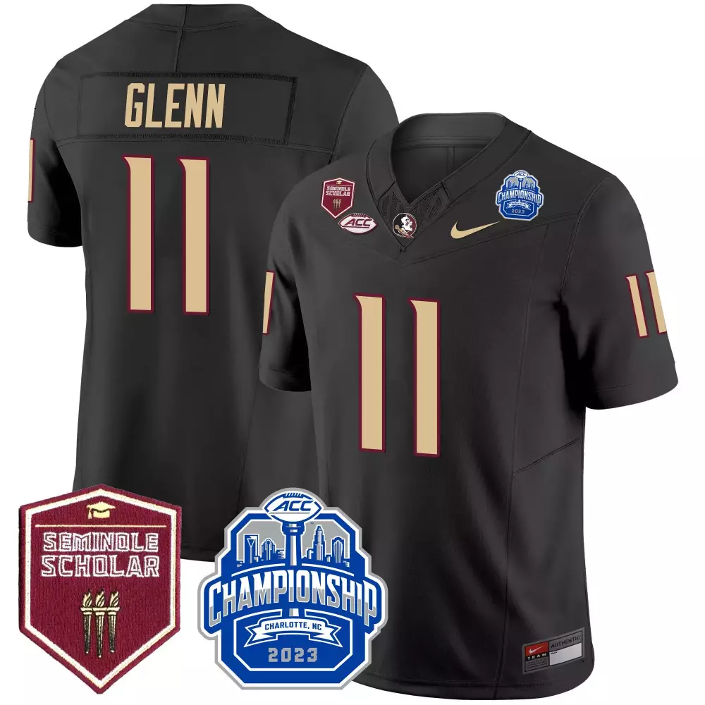 Brock Glenn 11 Jersey Black Florida State Seminoles Championship Charlotte Nc 2023 Seminole Scholar