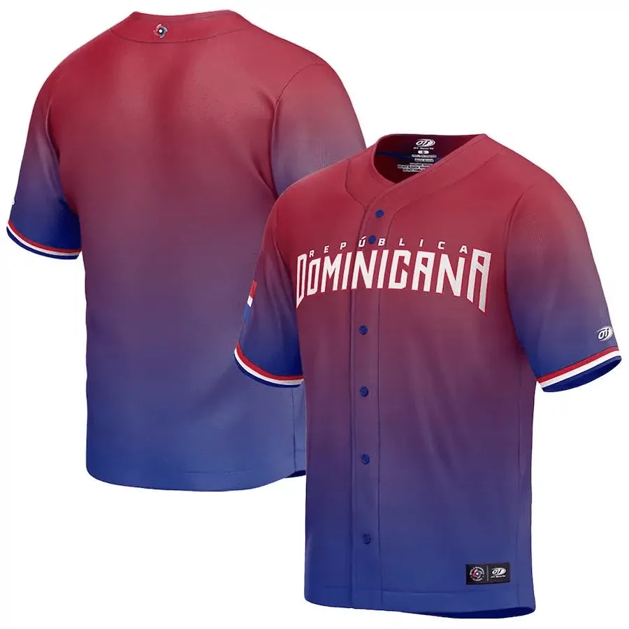Cristian Javier Jersey Red Dominican Republic Split Design Blue White Classic All