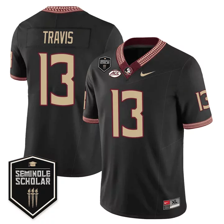 Travis Seminoles 13 Jersey Black Florida State Seminole Scholar Men Gold Maroon Vapor