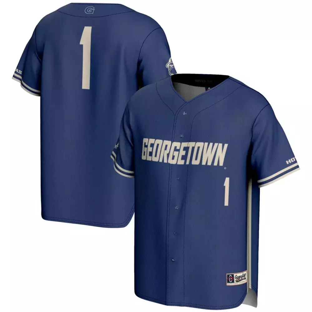 Georgetown 1 Jersey Blue Men White Tan Gameday Fashion
