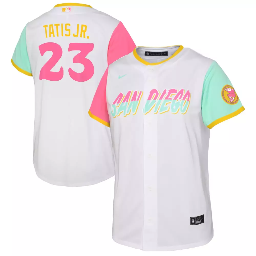 Tatis Jr. 23 San Diego Padres Jersey White City Connect Men Split Design Pink Mint Green