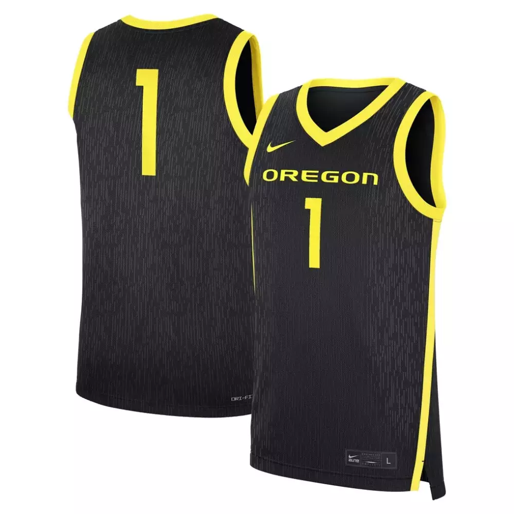 Custom Oregon 1 Jersey Black Men Yellow Alternate Replica