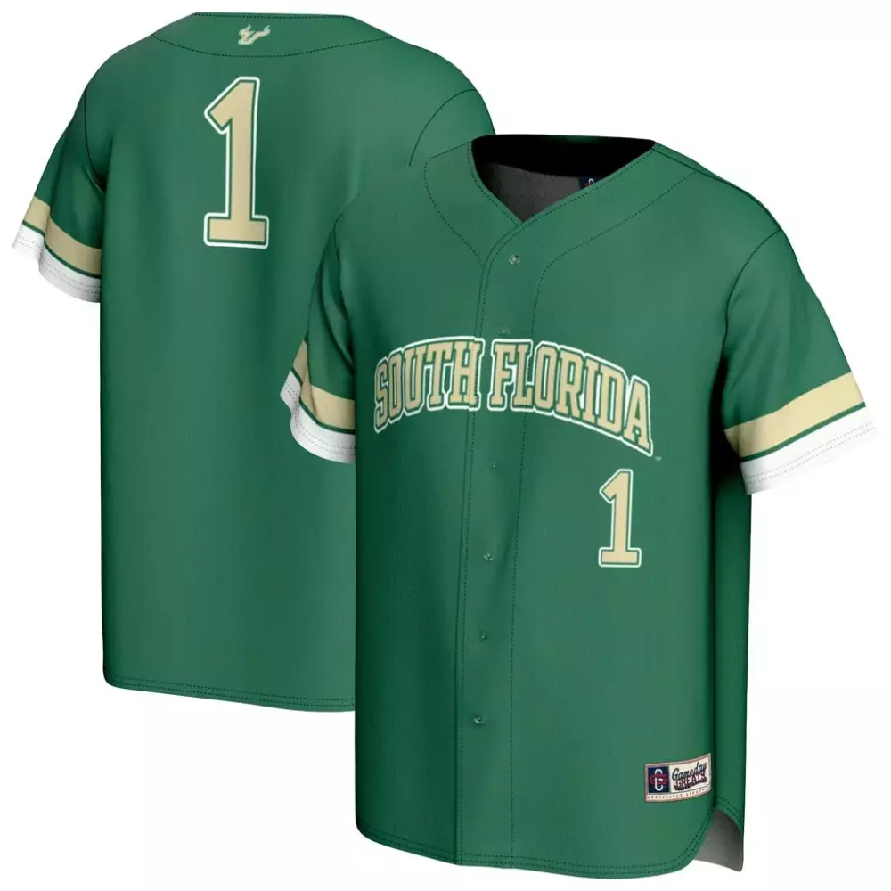 South Florida 1 Jersey Green Bulls Men Gold White Gameday Unisex Fashion