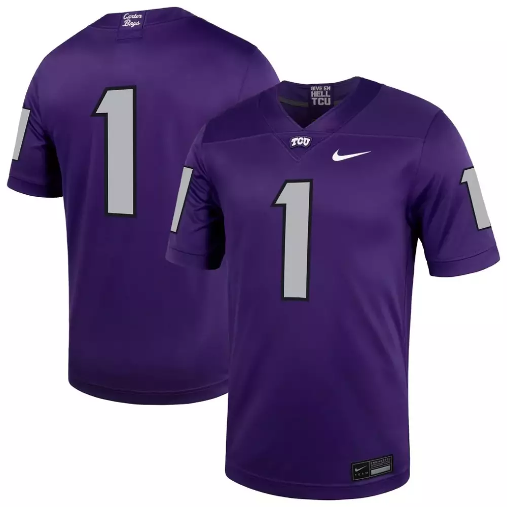 Carter 1 Tcu Horned Frogs Jersey Purple Men Gray White