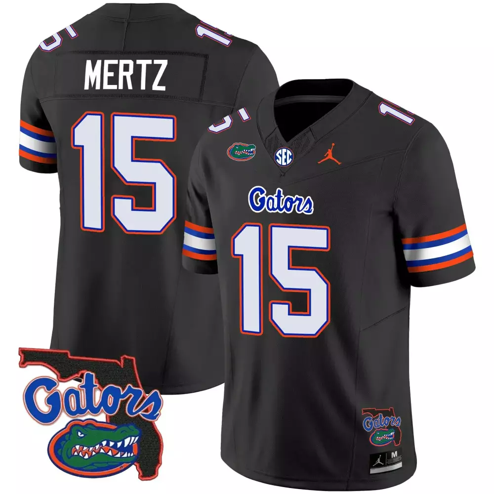 Mertz Gators 15 Florida Jersey Black Jumpman Men Orange Blue White Vapor Stitched