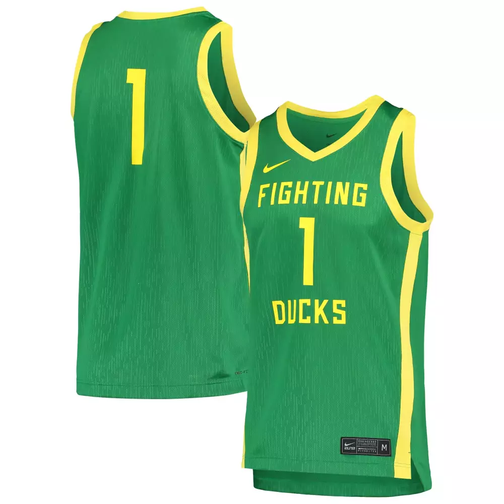 Custom Oregon Ducks 1 Jersey Green Men Yellow All Stitched Vapor Elite