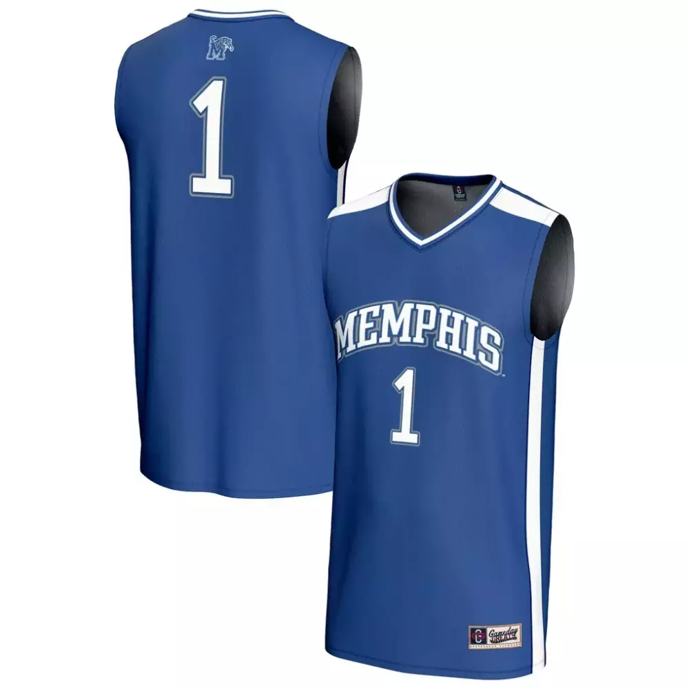 Custom Memphis Tigers 1 Jersey Blue Men White Gameday Fashion