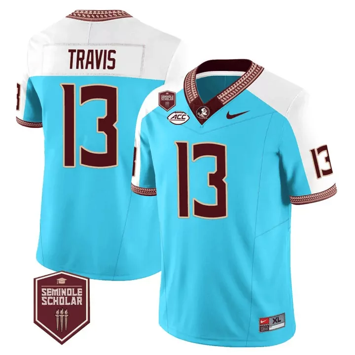 Travis Seminoles 13 Jersey Light Blue Florida State Seminole Scholar Men Alternate