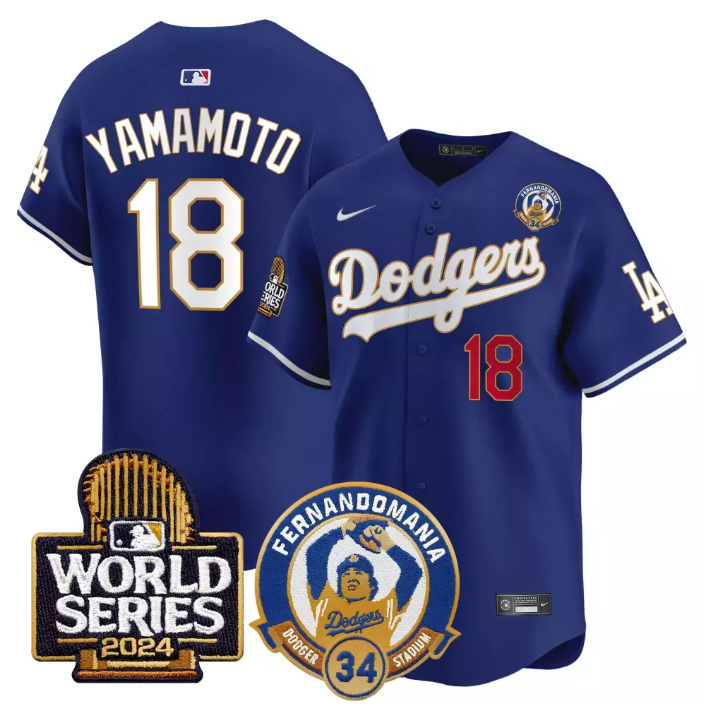 Yamamoto Fernando 18 Dodgers Jersey Royal Blue 2024 World Series Fernandomania Men