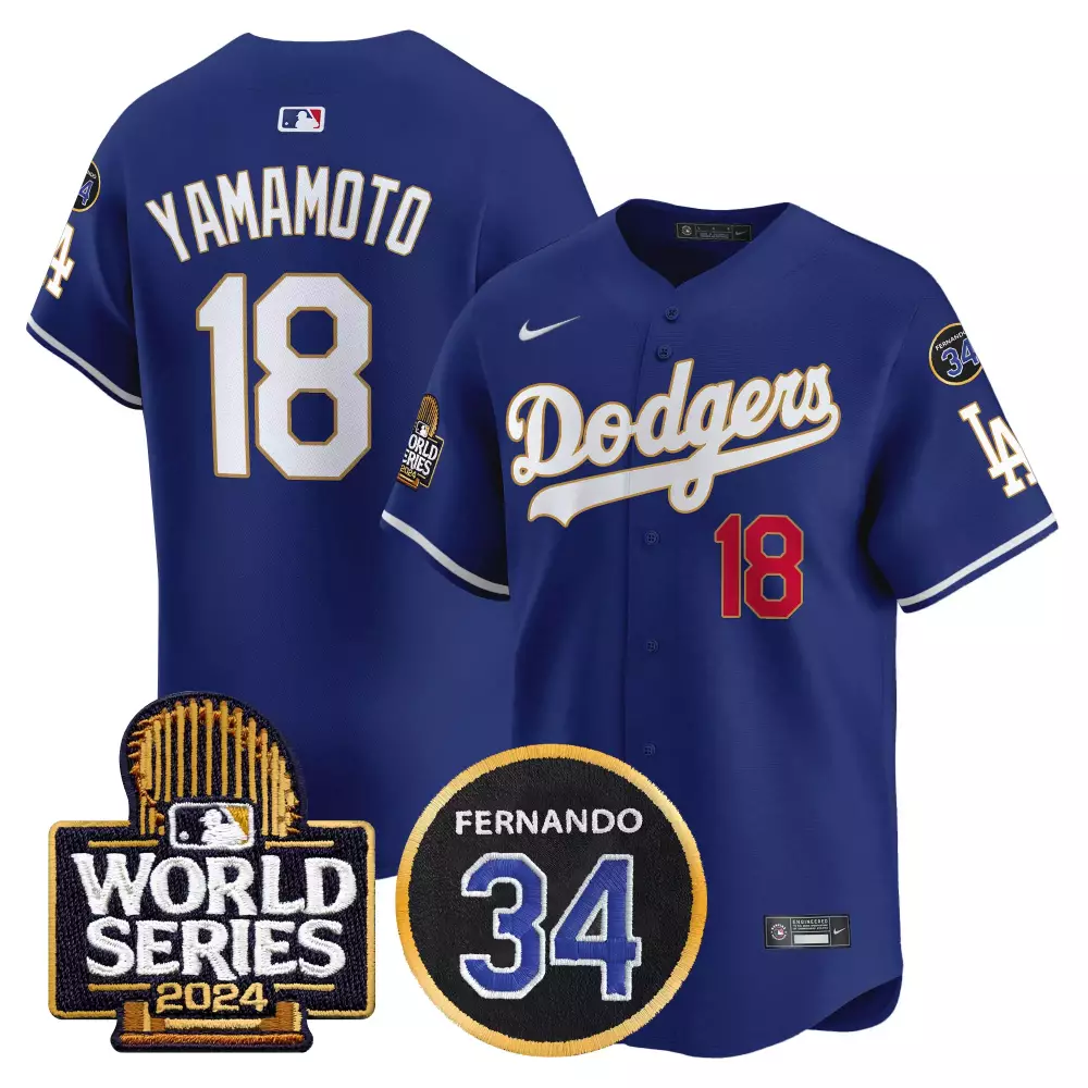 Yamamoto Fernando 18 Dodgers Jersey Blue World Series 2024 LA Men White Red Vapor