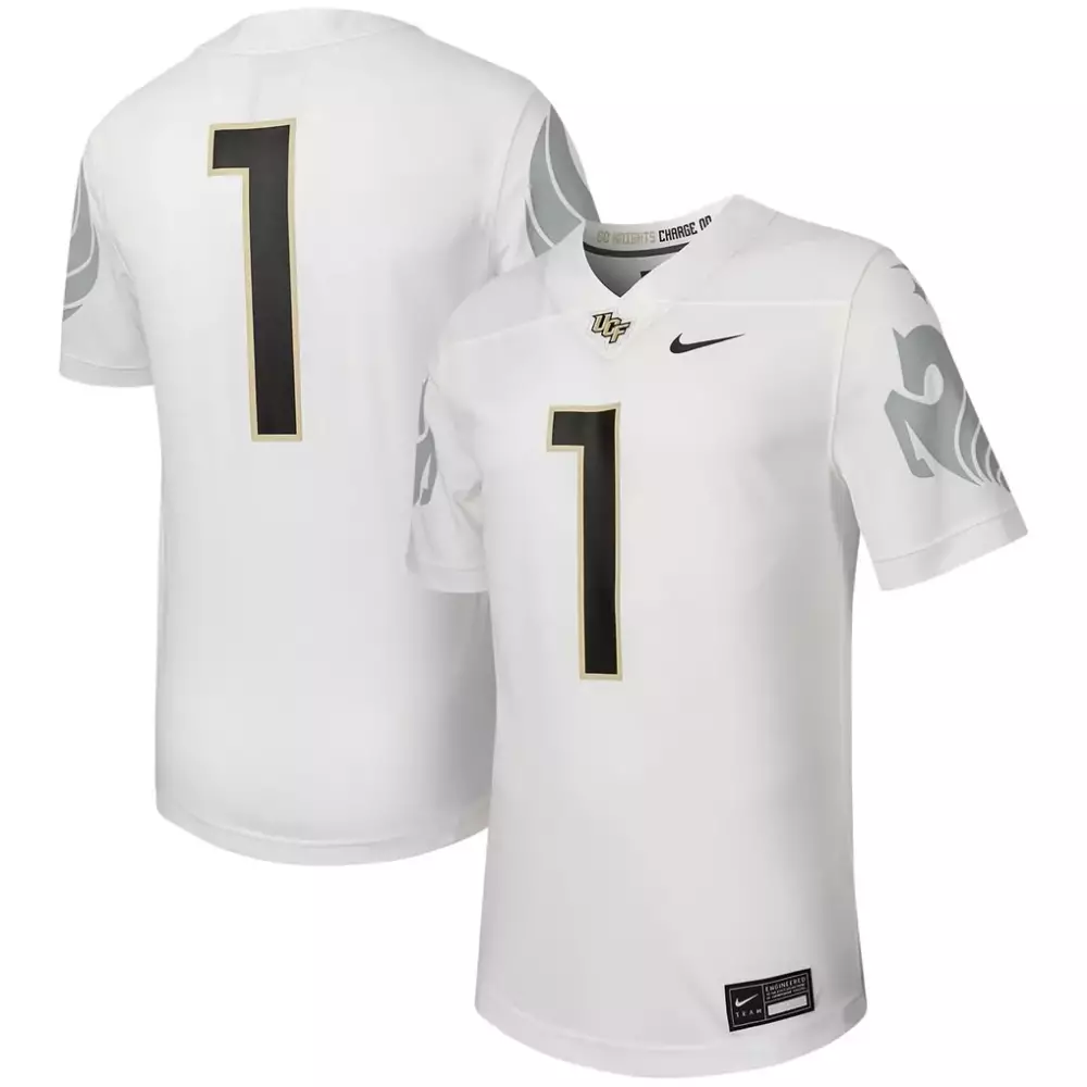 Custom Ucf Knights 1 Jersey White Not Applicable 2023 Men Black Gold Grey Replica