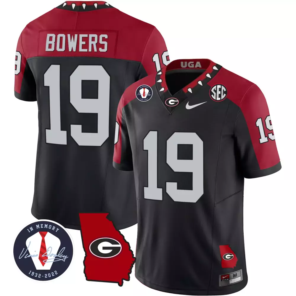 Bowers Bulldogs 19 Jersey Black In Memory Of Vince Dooley Georgia Uga 1932-2022 Men