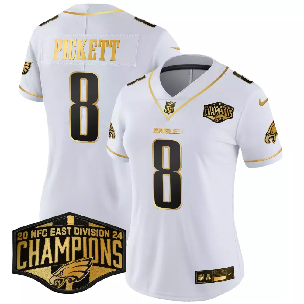 Kenny Pickett 8 Eagles Jersey White 2023 NFC East Division Champions Men Regular
