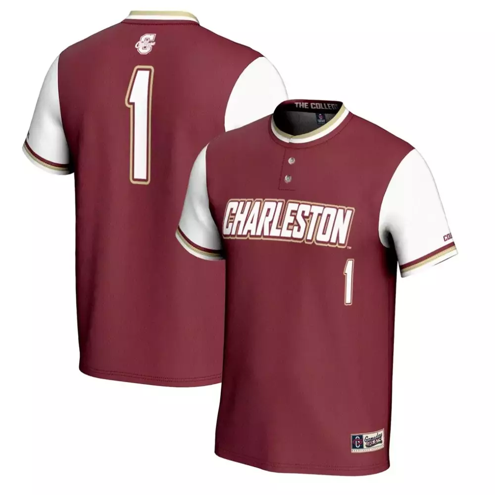 Charleston 1 Jersey Maroon The College Of Men Split Design White Gold Gameday Unisex