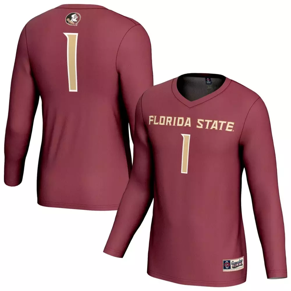 Florida State 1 Jersey Maroon Seminoles Long Sleeve T-shirt Gold Gameday Unisex Fashion
