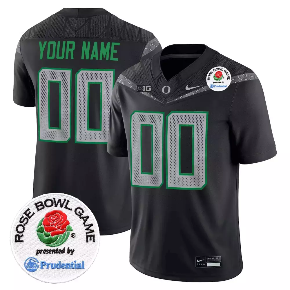 Custom Oregon Ducks Jersey Black Men Green Silver Game Vapor Stitched