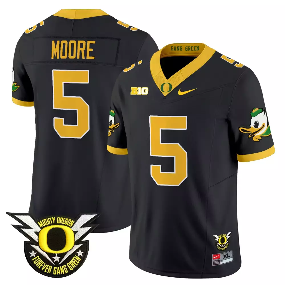 Dakorien Moore 5 Oregon Ducks Jersey Black Gang Green Mighty Forever Men Yellow Vapor