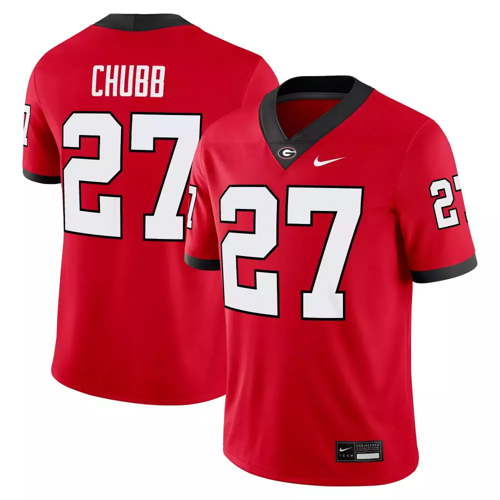 Nick Chubb 27 Georgia Bulldogs Jersey Red Men Black White All Stitched Vapor